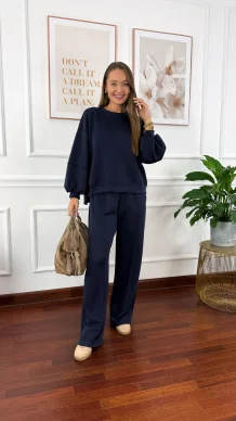 Wiskozowy komplet dresowy Adel granatowy