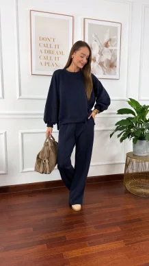 Wiskozowy komplet dresowy Adel granatowy