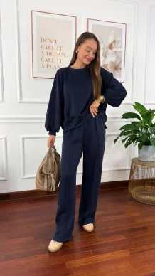 Wiskozowy komplet dresowy Adel granatowy