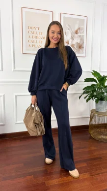 Wiskozowy komplet dresowy Adel granatowy