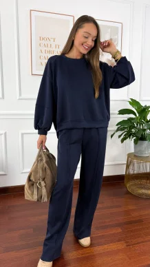 Wiskozowy komplet dresowy Adel granatowy