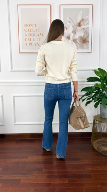 Wiskozowy kardigan Helia ecru-błękit