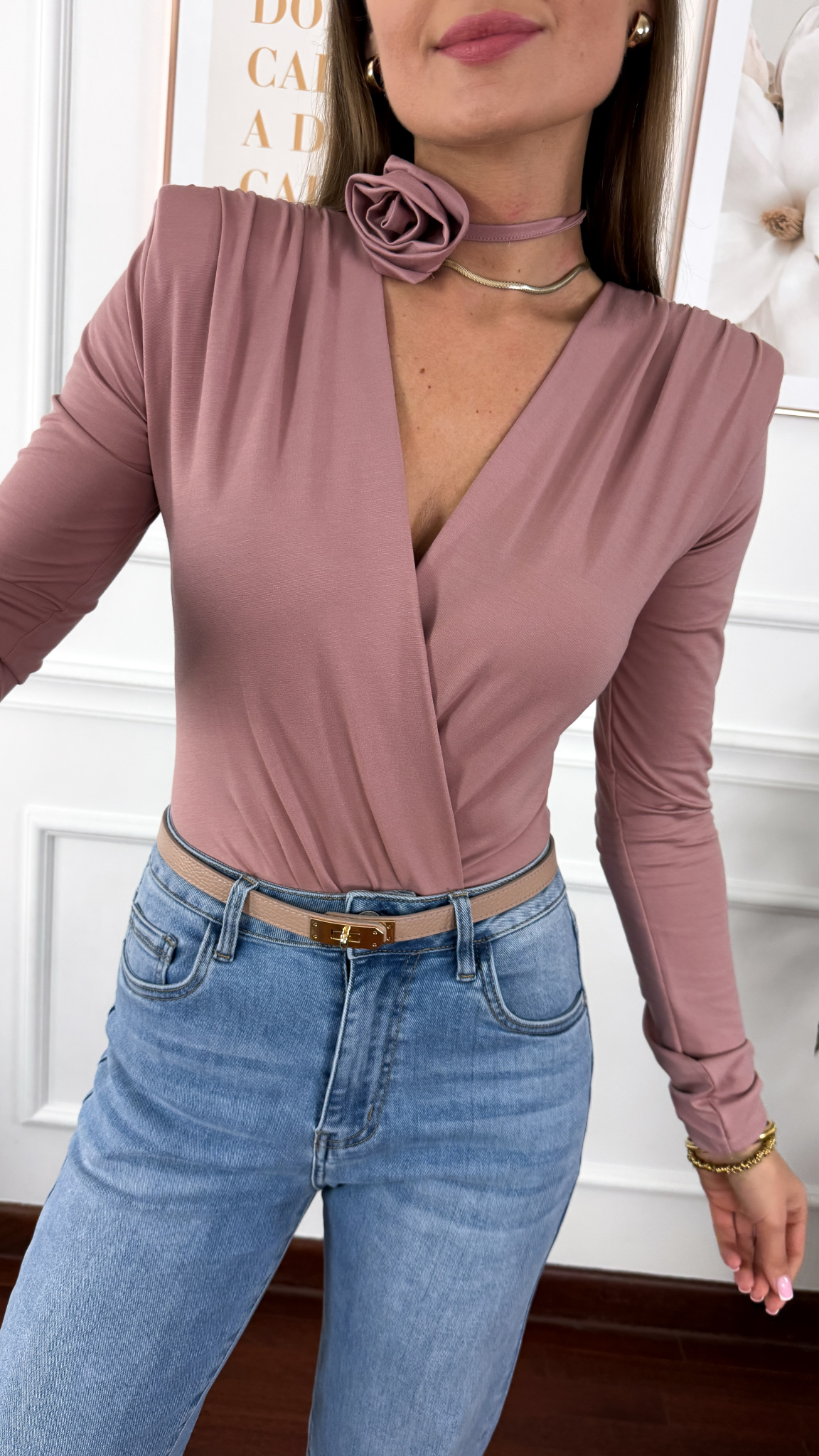 Wiskozowe body Elara brudny róż