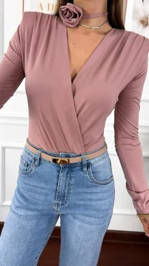 Wiskozowe body Elara brudny róż