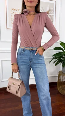 Wiskozowe body Elara brudny róż