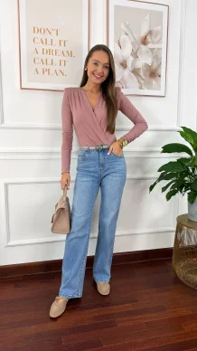 Wiskozowe body Elara brudny róż