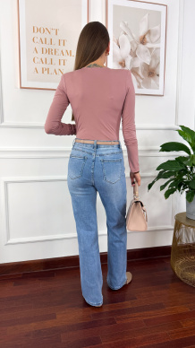 Wiskozowe body Elara brudny róż