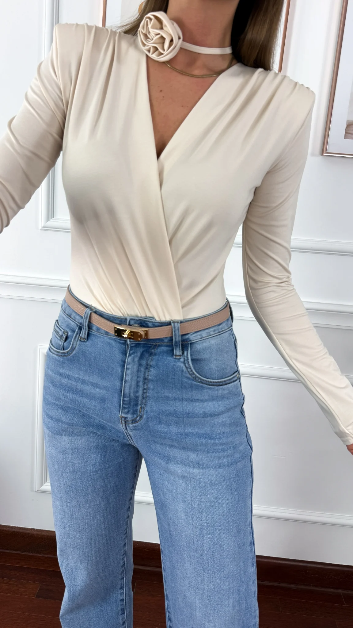 Wiskozowe body Elara beżowe