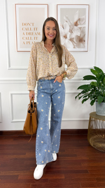 Bawełniana koszula w kwiaty Betta żółta