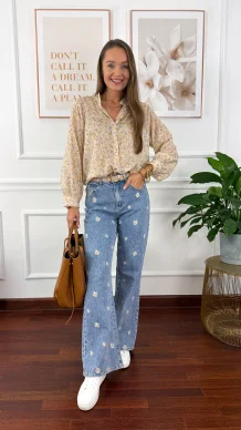 Bawełniana koszula w kwiaty Betta żółta