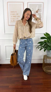 Bawełniana koszula w kwiaty Betta żółta