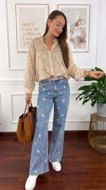 Bawełniana koszula w kwiaty Betta żółta