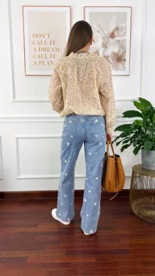 Bawełniana koszula w kwiaty Betta żółta