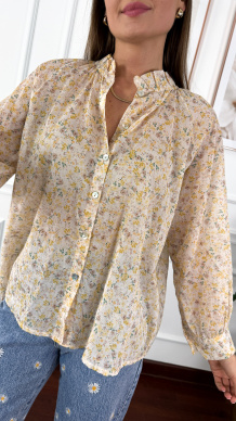 Bawełniana koszula w kwiaty Betta żółta