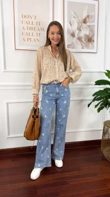 Bawełniana koszula w kwiaty Betta żółta