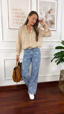 Bawełniana koszula w kwiaty Betta żółta