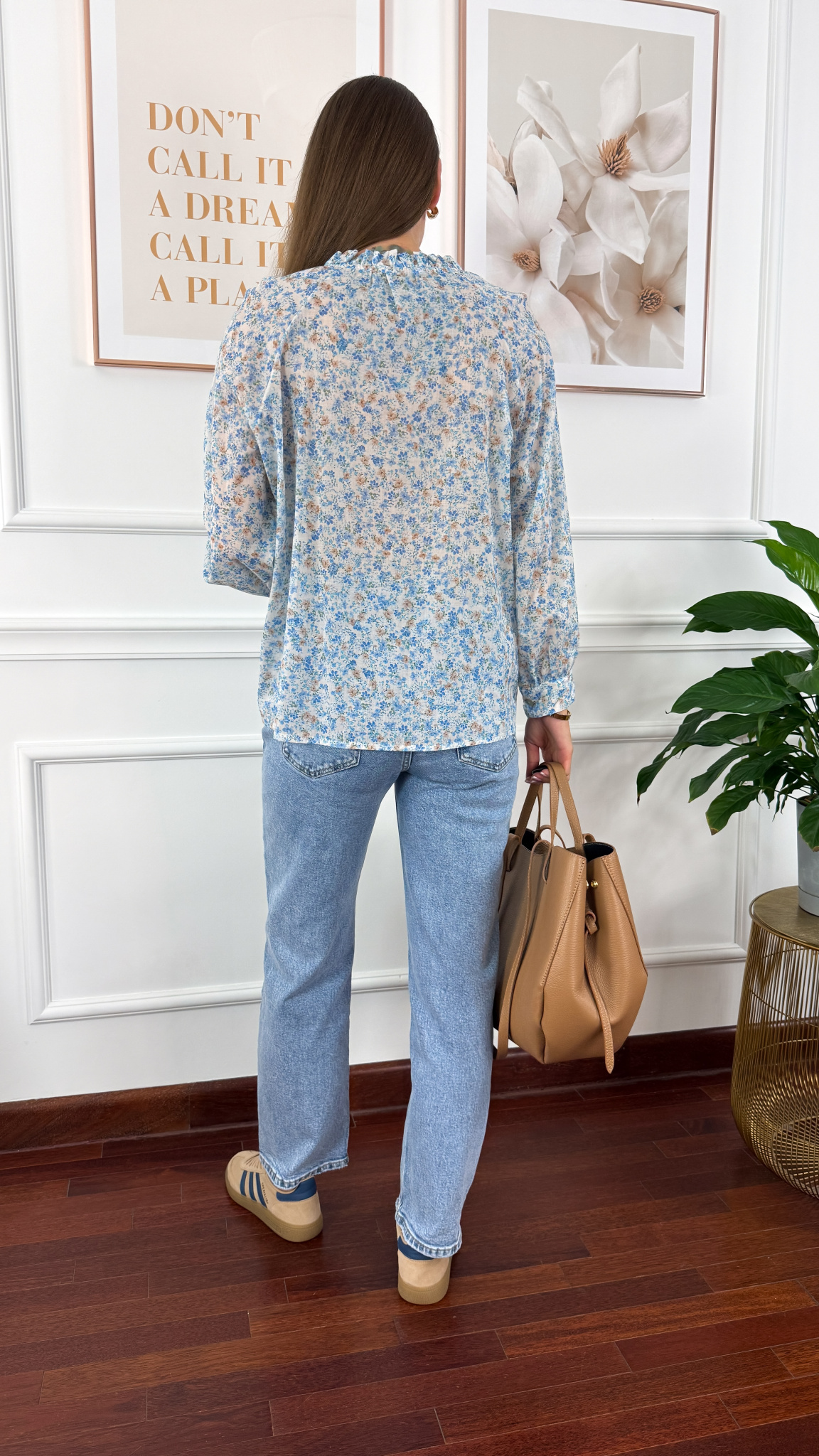 Bawełniana koszula w kwiaty Betta błękitna