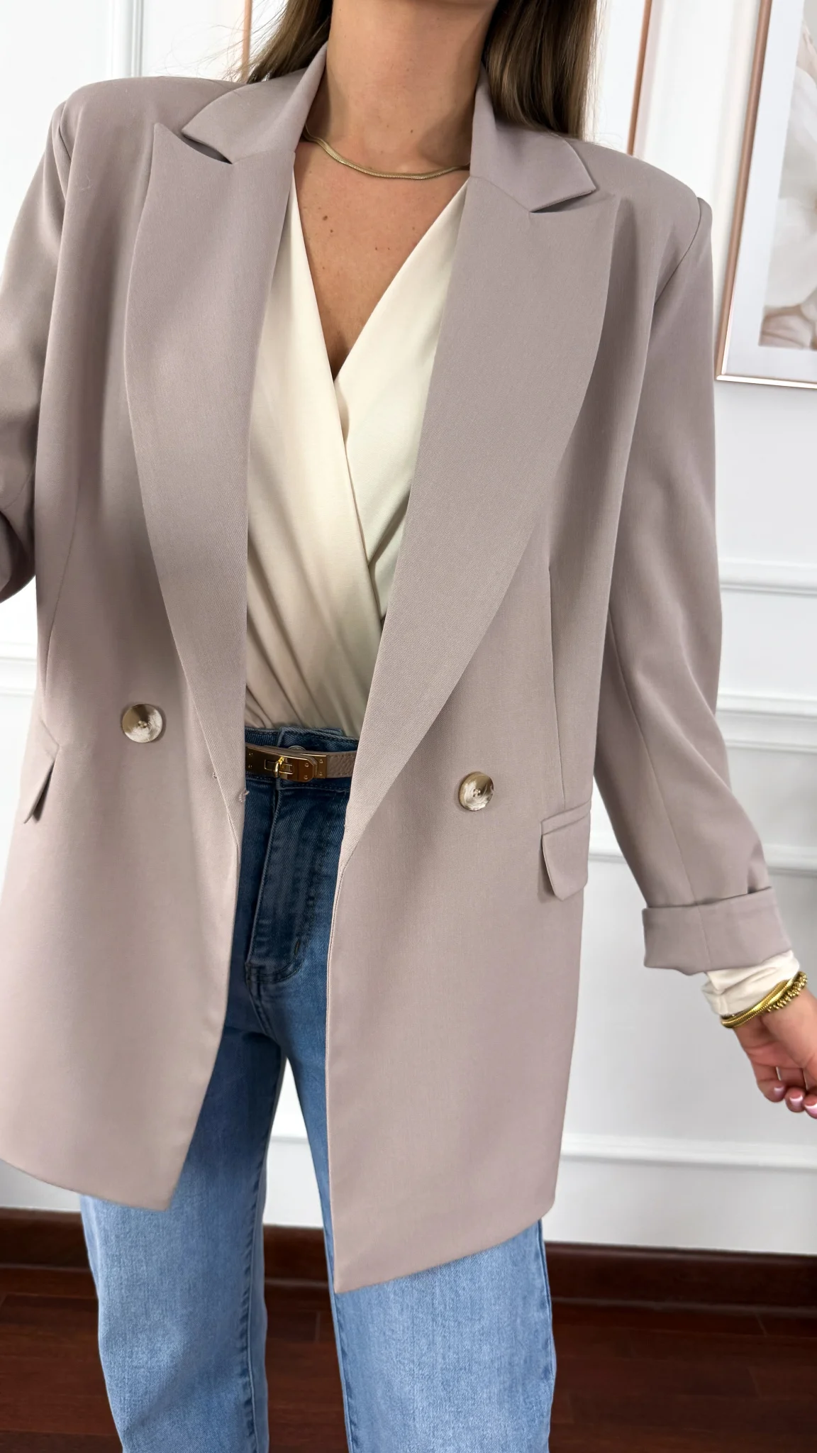 Dwurzędowa marynarka Nadya pudrowy róż