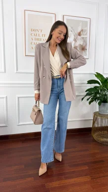 Dwurzędowa marynarka Nadya pudrowy róż