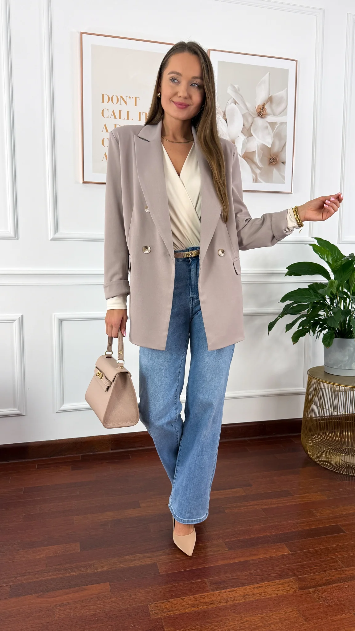 Dwurzędowa marynarka Nadya pudrowy róż