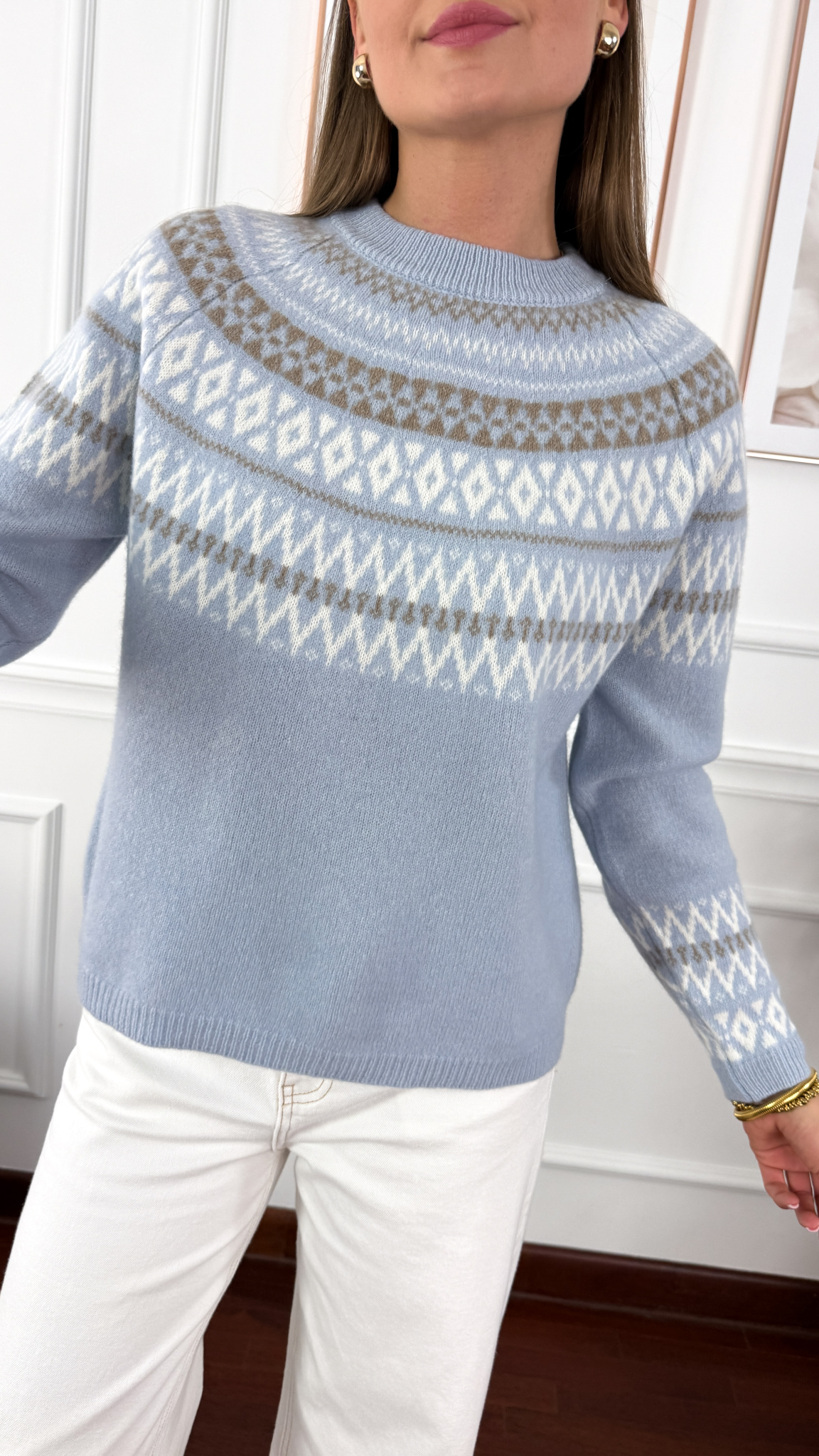 Wełniany sweter Luisa błękitny