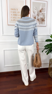 Wełniany sweter Luisa błękitny