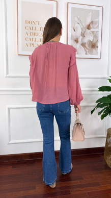 Koszula z falbanką Kessy różowa