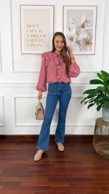 Koszula z falbanką Kessy różowa