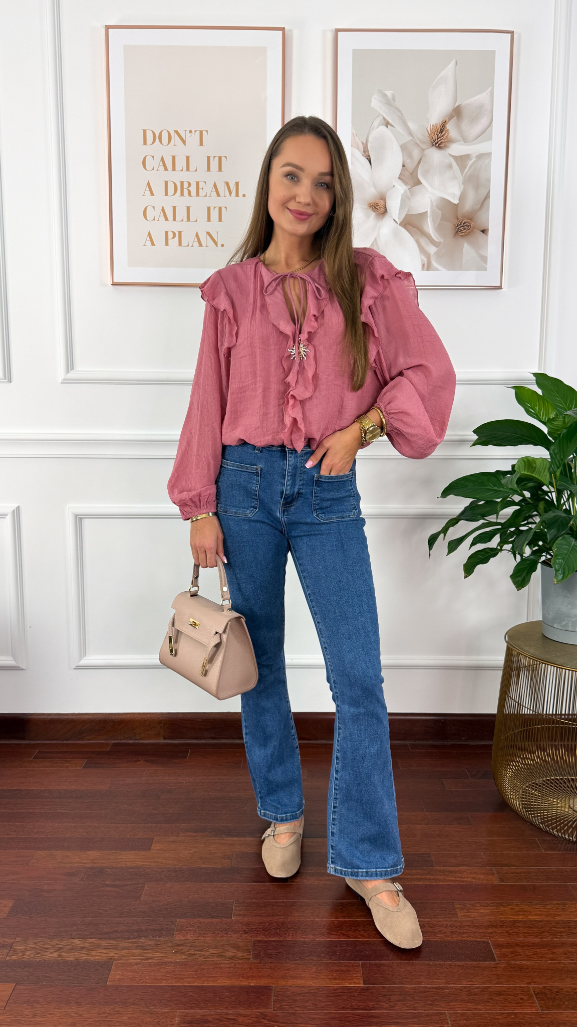 Koszula z falbanką Kessy różowa