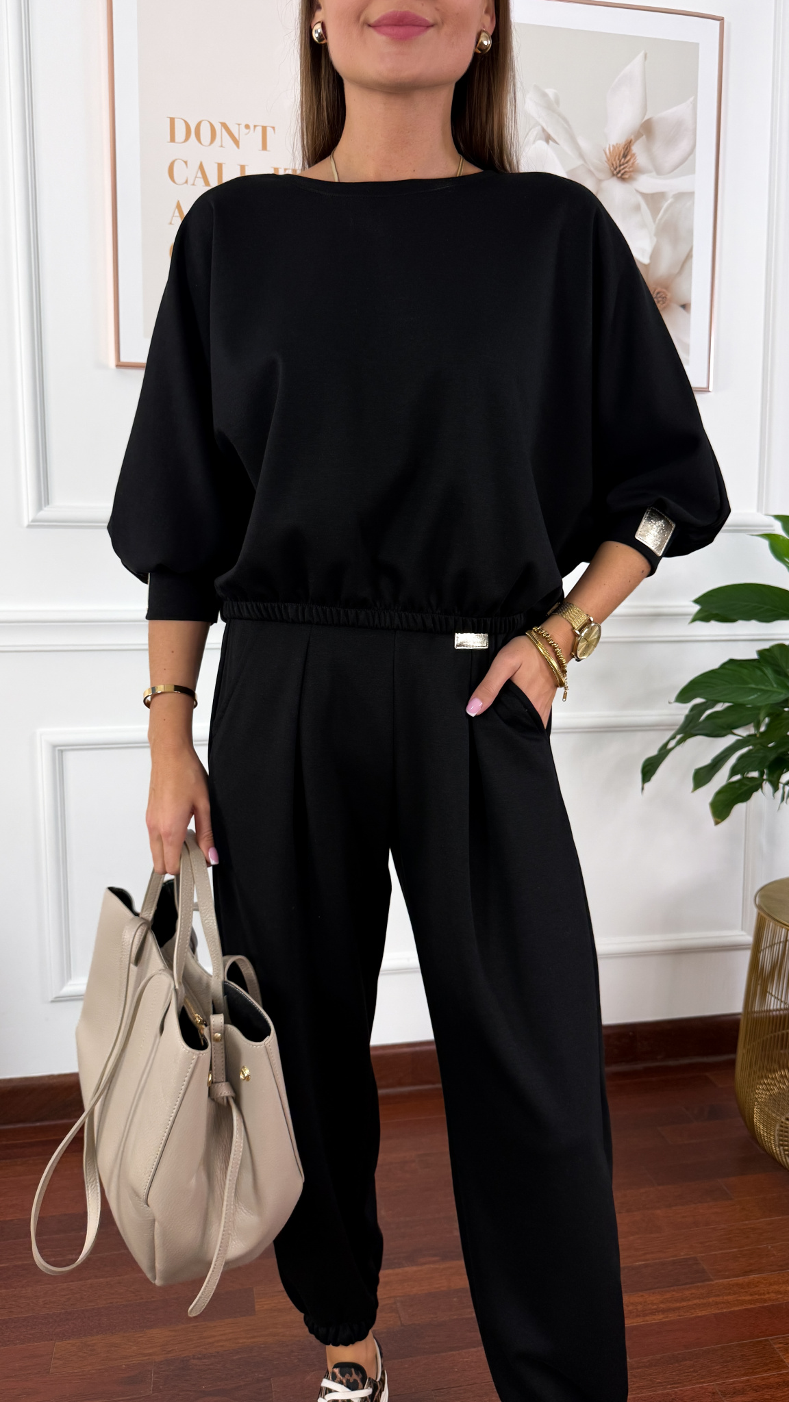 Wiskozowy komplet dresowy Paula czarny