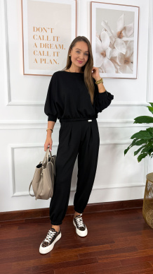 Wiskozowy komplet dresowy Paula czarny