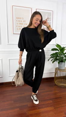 Wiskozowy komplet dresowy Paula czarny