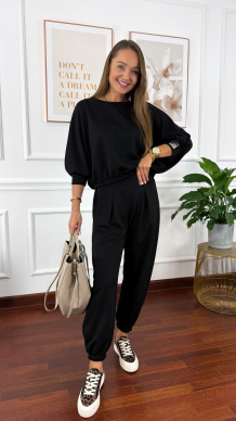 Wiskozowy komplet dresowy Paula czarny