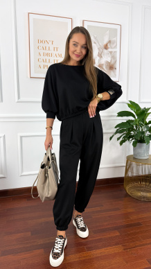 Wiskozowy komplet dresowy Paula czarny