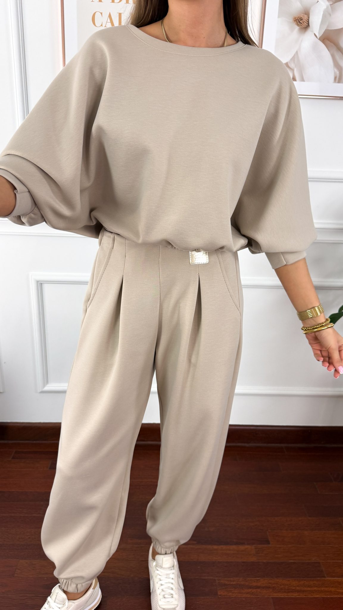 Wiskozowy komplet dresowy Paula beżowy