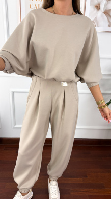 Wiskozowy komplet dresowy Paula beżowy