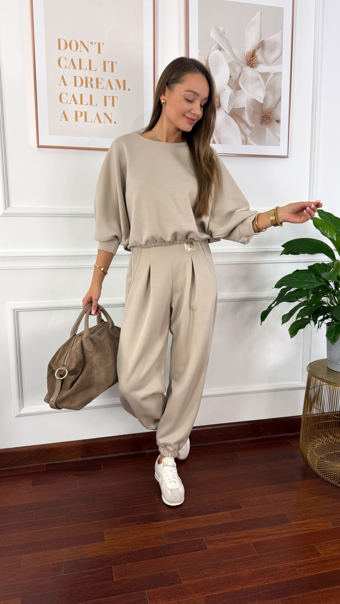 Wiskozowy komplet dresowy Paula beżowy