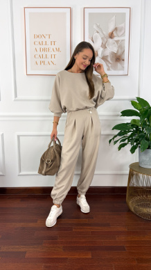 Wiskozowy komplet dresowy Paula beżowy