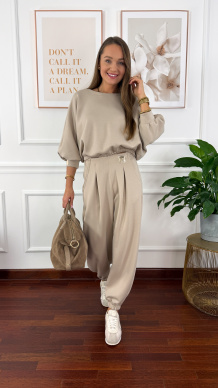 Wiskozowy komplet dresowy Paula beżowy