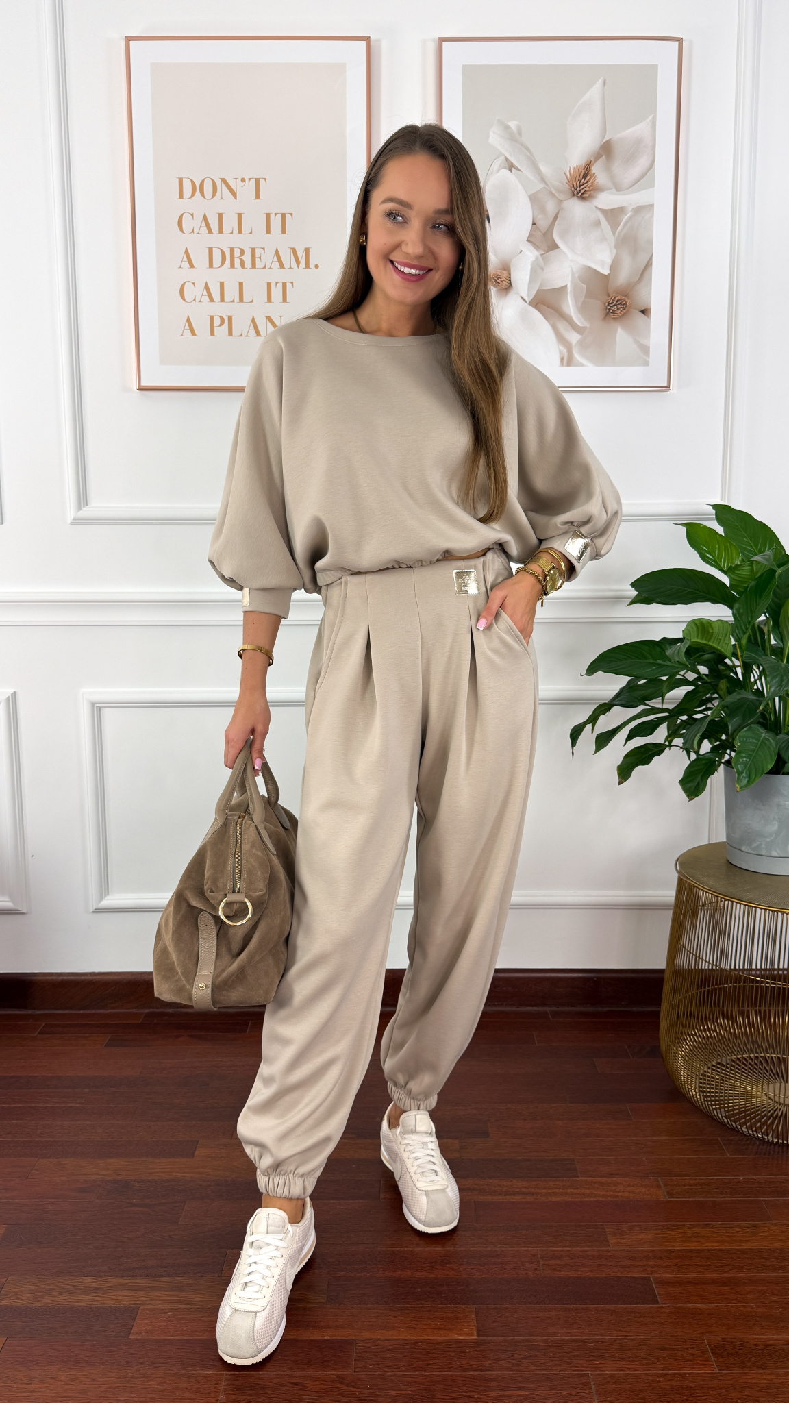 Wiskozowy komplet dresowy Paula beżowy