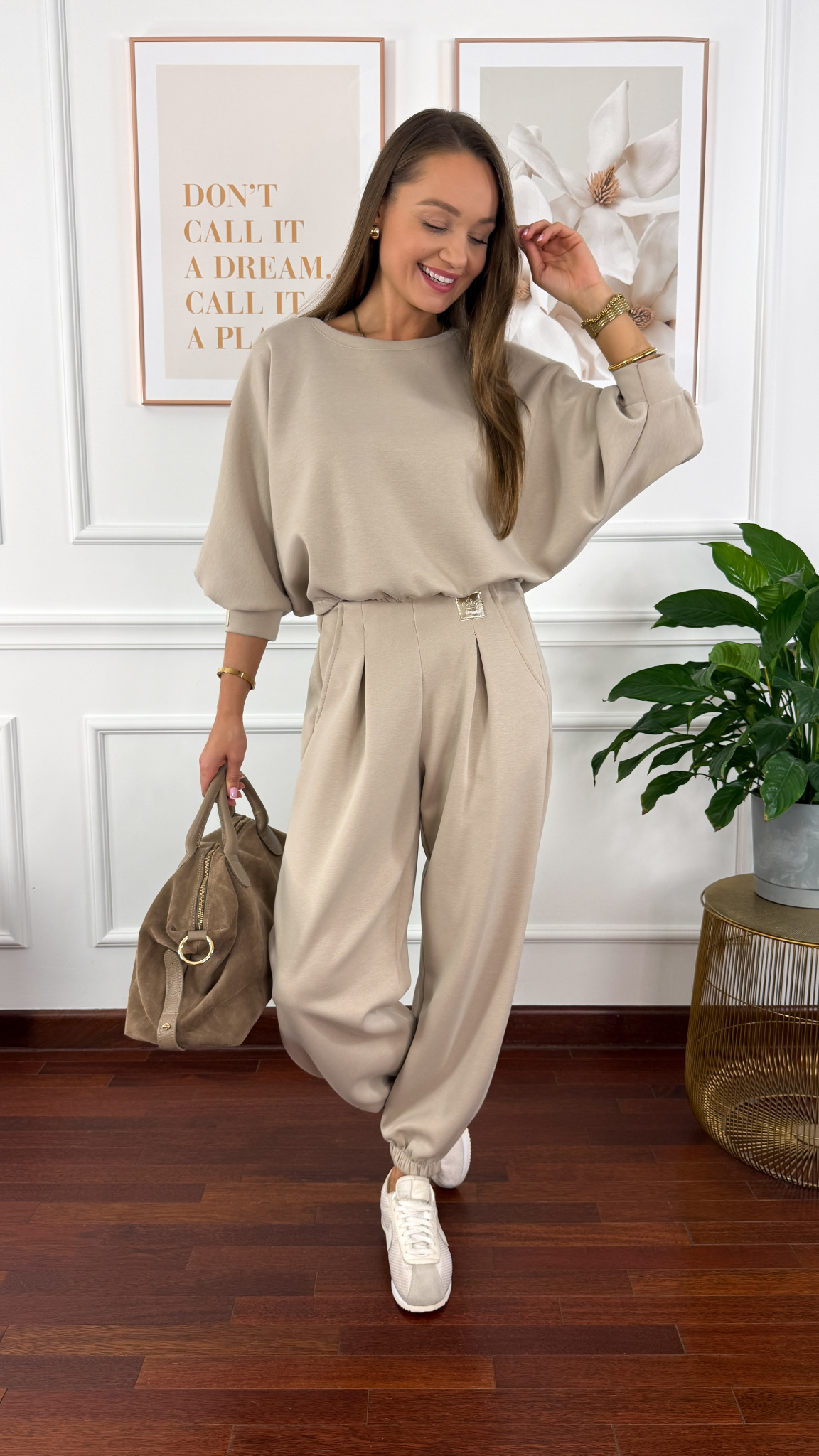 Wiskozowy komplet dresowy Paula beżowy