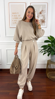 Wiskozowy komplet dresowy Paula beżowy