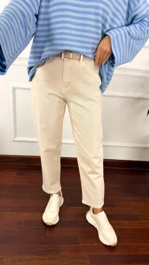 Materiałowe spodnie Abia beżowe