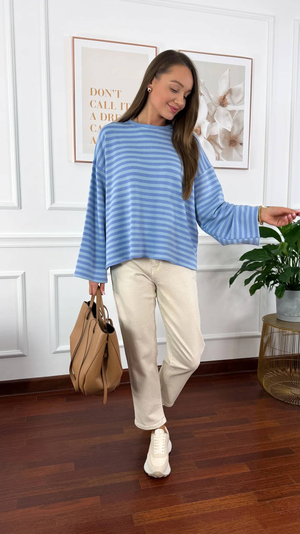 Materiałowe spodnie Abia beżowe