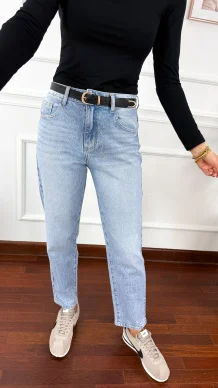 Jeansowe spodnie Vella mom fit jasny denim