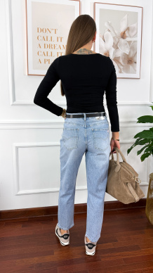 Jeansowe spodnie Vella mom fit jasny denim