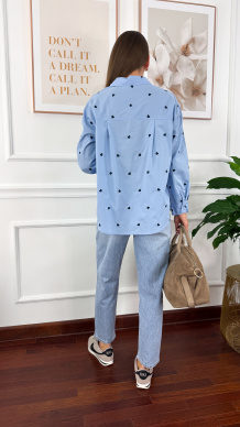 Bawełniana koszula Zina błękitna w serduszka