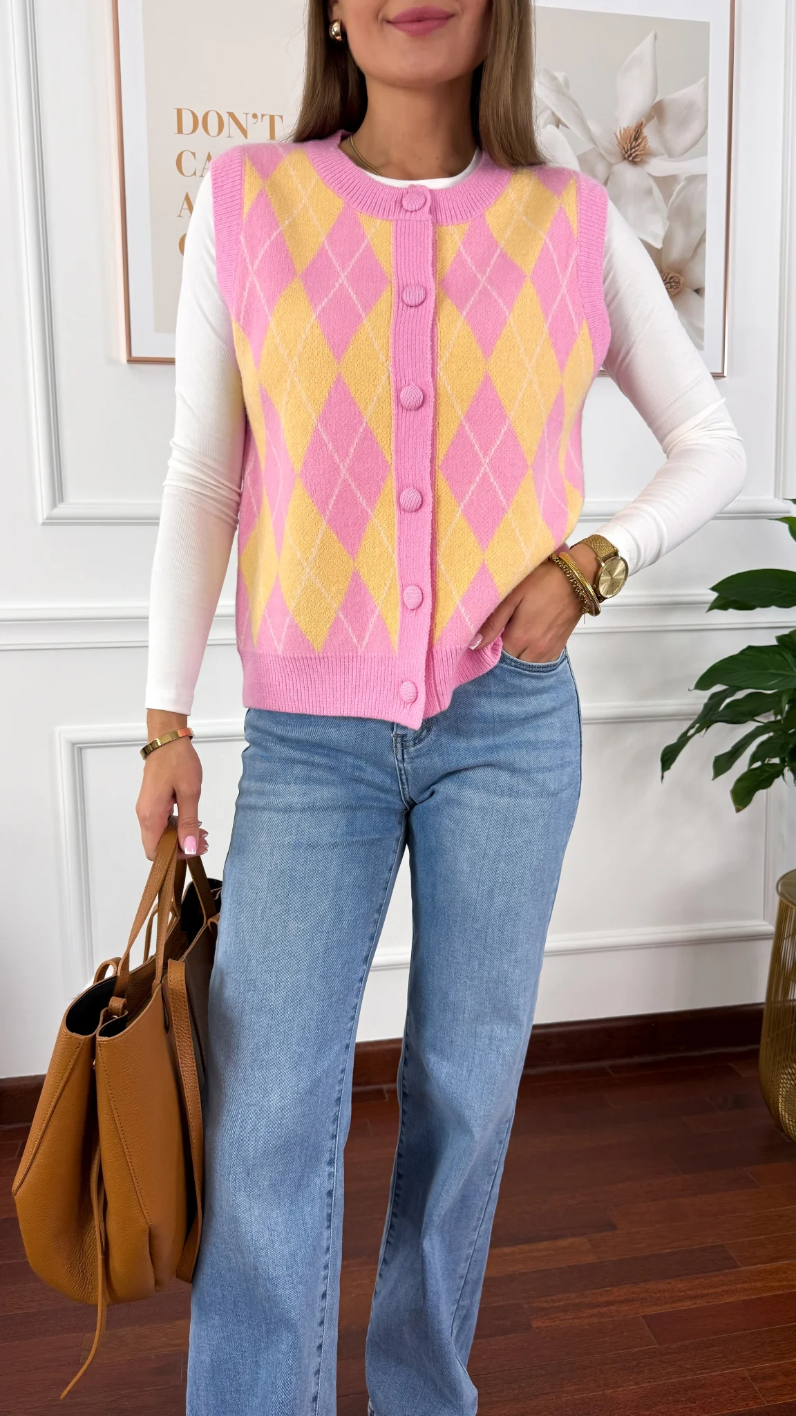 Wiskozowa kamizelka Sophia w romby