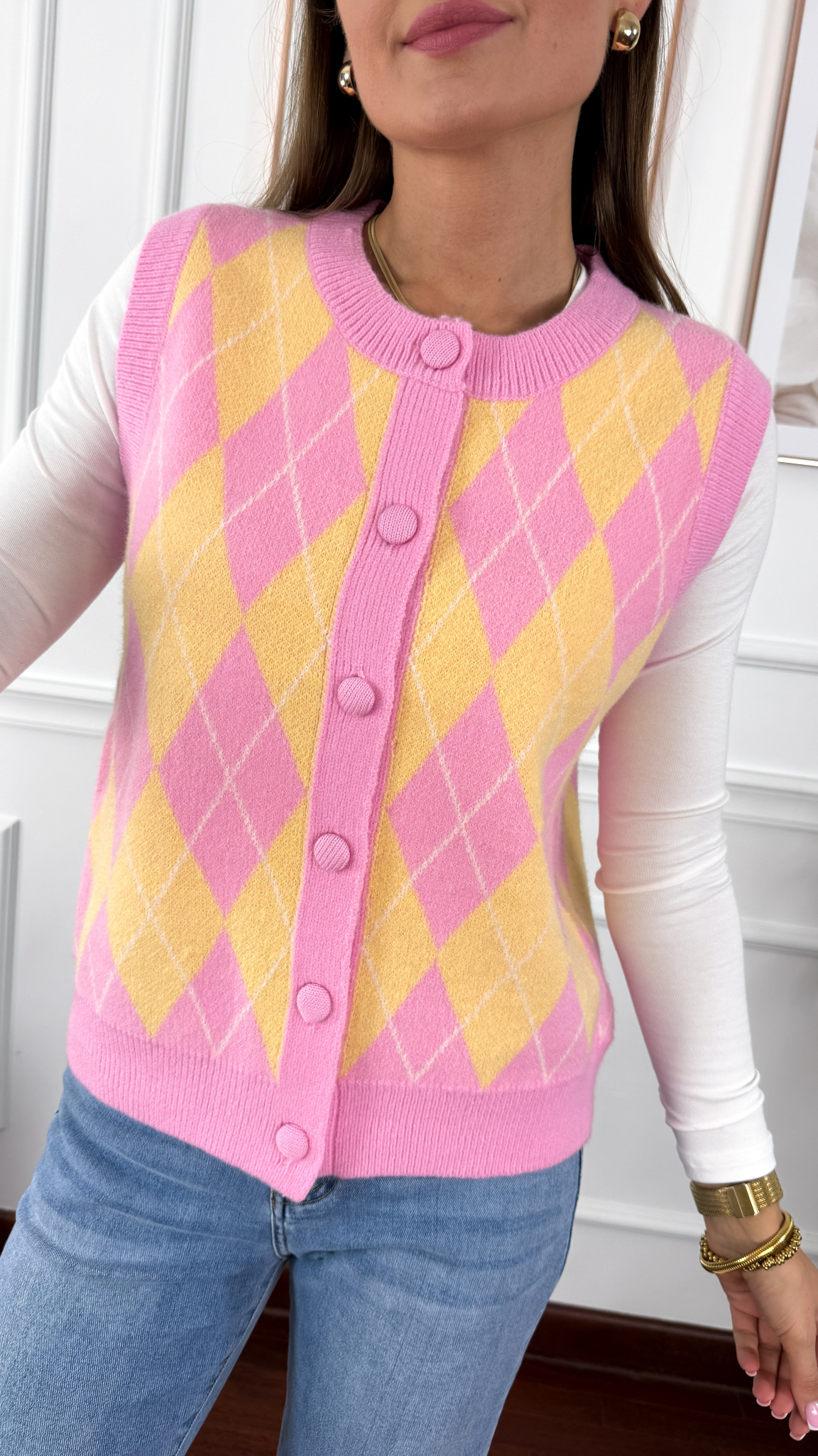 Wiskozowa kamizelka Sophia w romby