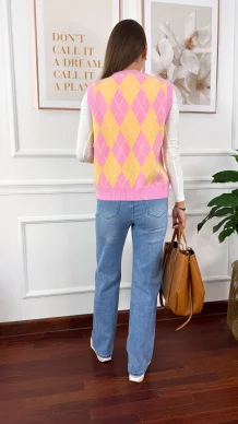 Wiskozowa kamizelka Sophia w romby